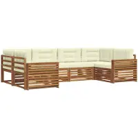 vidaXL Buiten bank set 6 st Natuurlijk en Crème Massief Acacia Hout