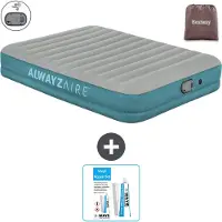 Bestway opblaasbare luchtbed Alwayszair - voor 2 personen - 152 x 203 x 36 cm - Grijs/Blauw - Inclusief accessoires