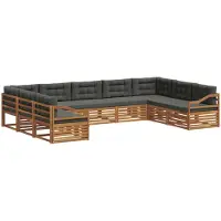 vidaXL Buiten bank set 9 st Natuurlijk en Antraciet