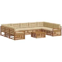 vidaXL Buiten bank set 10 st Natuurlijk en Beige Massief Acacia Hout
