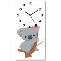 Tulup Wandklok - Koala in een boom Glazen Wandklok Design - 30x60 cm - Grijs Klok Glas Met Opdruk - Zwarte handen - Rechthoekige Klok - Wandklok Glas Met Motief - Decoratieve Glazen Klok