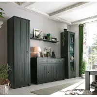 IMV Ascot wandmeubel, wandkast, mediameubel, 4-delig, groen, landelijke stijl