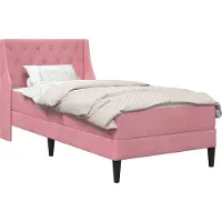 vidaXL Bedframe met matras met matras Roze 100 x 200 cm Fluweel