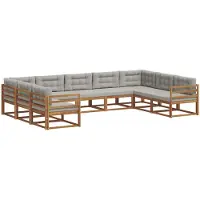 vidaXL Buiten bank set 9 st Natuurlijk en Licht Grijs