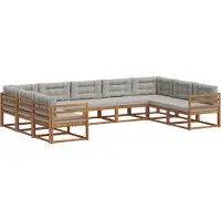 vidaXL Buiten bank set 9 st Natuurlijk en Licht Grijs