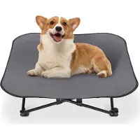 JOIEYOU Hondenbed/Kattenbed, 68x68x21 cm, opvouwbaar, verhoogd hondenligbed, huisdierenbed, hondenbank, gemaakt van ademend polyester, geschikt voor binnen- en buiten gebruik, voor tuin, terras, etc