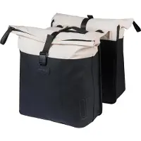 Basil Vive - Dubbele fietstas - 28-35 liter - Incl. MIK adapterplaat - Waterdicht - Reflectie details - Gerecycled materiaal - wit/zwart
