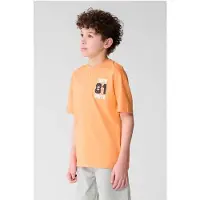 Shoeby T-shirt met backprint oranje Jongens Katoen Ronde hals Backprint - maat 122/128