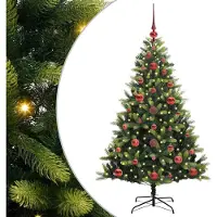 Syfax Kunstkerstboom met scharnier 150 LEDs Groen 120 cm PVC en PE