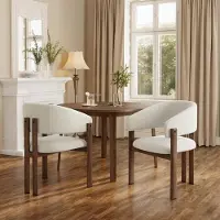STILVORA Eetkamerstoel 2 Stuks - Met Armleuningen - Ademend En Comfortabel - Voor Eetkamer Woonkamer En Café - Linnen - Walnootkleur