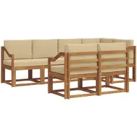vidaXL Buiten bank set 7 st Natuurlijk en Beige