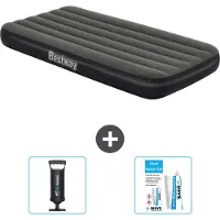 Bestway opblaasbare luchtbed - 1 persoon - 99 x 188 x 28 cm - Blauw - Inclusief accessoires