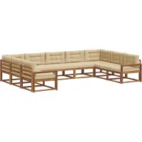 vidaXL Buiten bank set 9 st Natuurlijk en Beige