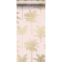 ESTAhome behang palmbomen zacht roze en goud - 53 cm x 10.05 m - 139164