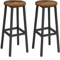 Acaza Set van 2 Barkrukken, keukenstoelen met stabiel stalen frame, hoogte 75 cm, rond, industriële stijl, vintage bruin-zwart