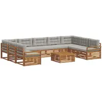 vidaXL Buiten bank set 10 st Natuurlijk en Licht Grijs