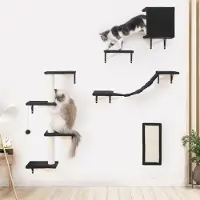 Markenlos Klimwand voor katten - Klimwand voor katten - Klimwand kat - Wandmeubilair voor katten - 5-delig - Zwart
