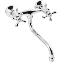 Invena BADLAND Keukenmengkraan, wandmontage, model ROMA, 20 cm, zilverkleurige keukenmengkraan