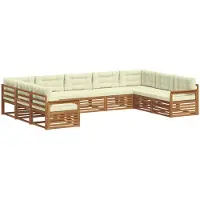 vidaXL Buiten bank set 9 st Natuurlijk en Crème Massief Acacia Hout