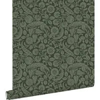 ESTAhome behang bloemmotief donkergroen - 53 cm x 10.05 m - 139787