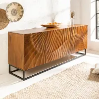 Riess Massief dressoir SCORPION 177cm bruin mangohout gedetailleerd 3D-houtsnijwerk - 40182