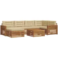 vidaXL Buiten bank set 7 st Natuurlijk en Beige
