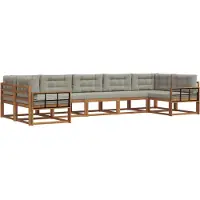 vidaXL Buiten bank set 7 st Natuurlijk en Licht Grijs