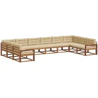 vidaXL Buiten bank set 10 st Natuurlijk en Beige