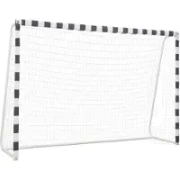Syfax Voetbaldoel 300x200x90 cm metaal zwart en wit