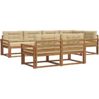 vidaXL Buiten bank set 8 st Natuurlijk en Beige