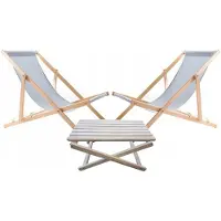 Woodok 2x Houten Ligstoelen met Bijpassende Salontafel - Wit