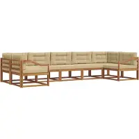 vidaXL Buiten bank set 7 st Natuurlijk en Beige