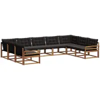 vidaXL Buiten bank set 9 st Natuurlijk en zwart