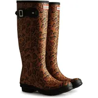 Hunter Regenlaarsjes Unisex Leopard Bruin Rubber Maat 36
