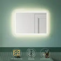 Sonni Badspiegel met LED-verlichting. Badkamerspiegel, wandspiegel, spiegel met verlichting, 50x70 cm