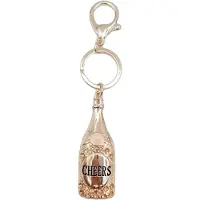 Home Sleutelhanger Wijnfles Cheers ( Roze Goudkleurig ) 7.5 x 2.6 cm