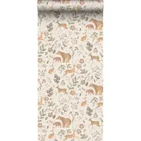 ESTAhome behang bos met bosdieren gebroken wit en beige - 53 cm x 10.05 m - 139525