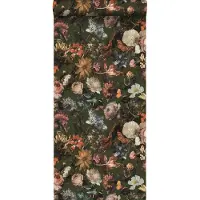 ESTAhome behang bloemen vergrijsd olijfgroen - 53 cm x 10.05 m - 139170