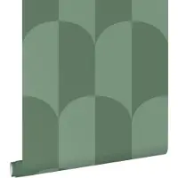 ESTAhome behang art deco bogen vergrijsd zeegroen - 53 cm x 10.05 m - 139995