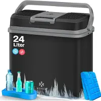 Kesser Koelbox 24 liter, KOELT en VERWARMT | Thermo-elektrische koelbox incl. 2x koelaccu | 12 Volt en 230 Volt | Minikoelkast voor auto, boot, camping, strand | Grijs