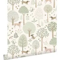 ESTAhome behang honden vergrijsd mintgroen en wit - 53 cm x 10.05 m - 139709