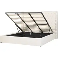 Beliani LUBBON - Bed met opbergruimte - Crème wit - 180 x 200 cm - Fluweel