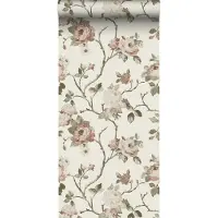 ESTAhome behang vintage bloemen gebroken wit en oudroze - 53 cm x 10.05 m - 139406