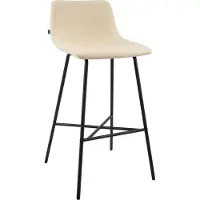 CLP Altona Barkruk - met rugleuning en voetsteun - zwart metalen frame - modern Scandinavisch - keukenbarkruk - zwart/creme