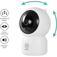 Sinji Pan-Tilt Camera - Full HD 1080P - Infrarood - Beveiliging camera - App - 2-weg Audio - Wit
