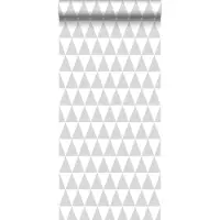 Midbec tapeter behang grafisch geometrische driehoeken licht warm grijs en mat wit - 53 cm x 10.05 m - 128842