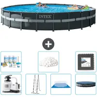 Intex Ronde Ultra XTR Frame Zwembad – 732 x 132 cm – inclusief pomp – ladder – bodemzeil – afdekking – onderhoudspakket – filterballen – bodemtegels