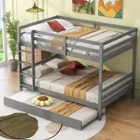 Sweiko , stapelbed 140x200 cm, kinderbed, stapelbed met uitschuifbed, hoge spijlen, stevige trap, grijs