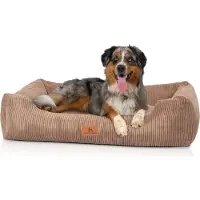 Knuffelwuff hondenbed van ribfluweel met handgeweven uiterlijk Olivia XXL 120 x 85 cm bruin
