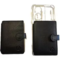 Oi zwart lederen pasjesmapje om op telefoon te plakken / afsluitbare pasjeshouder voor op telefoon met plakstrip / plat beursjes om op telefoon te bevestigen / RFID safe / zwart leer / 660